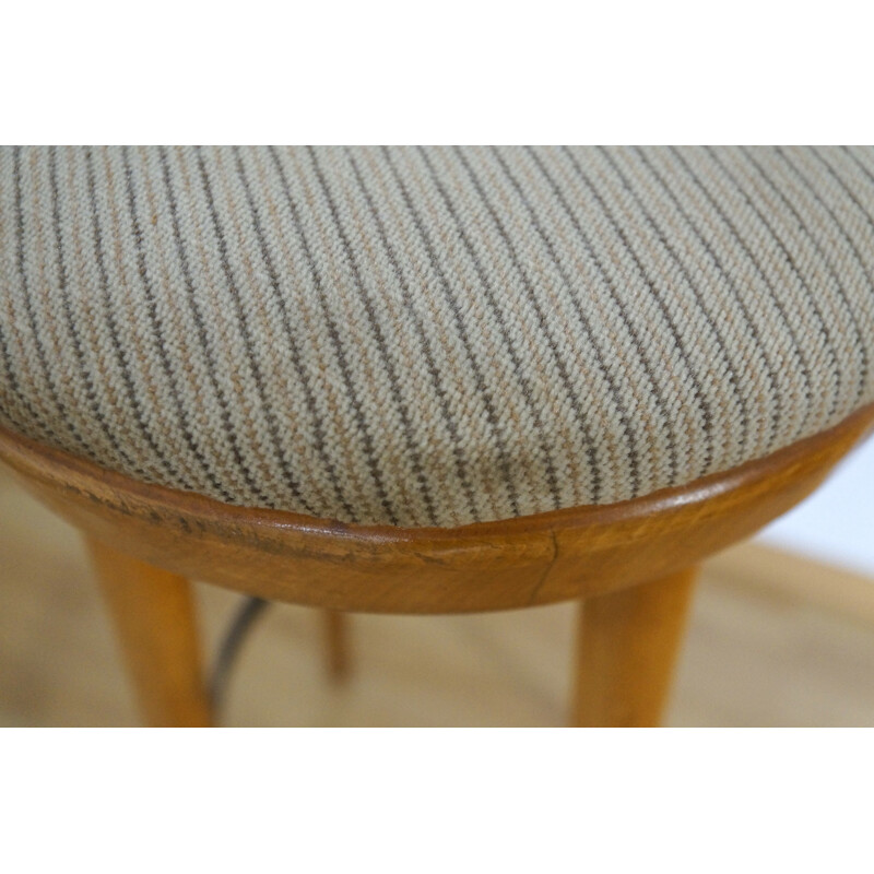 Pair of barstools in beech and textile - 1960s