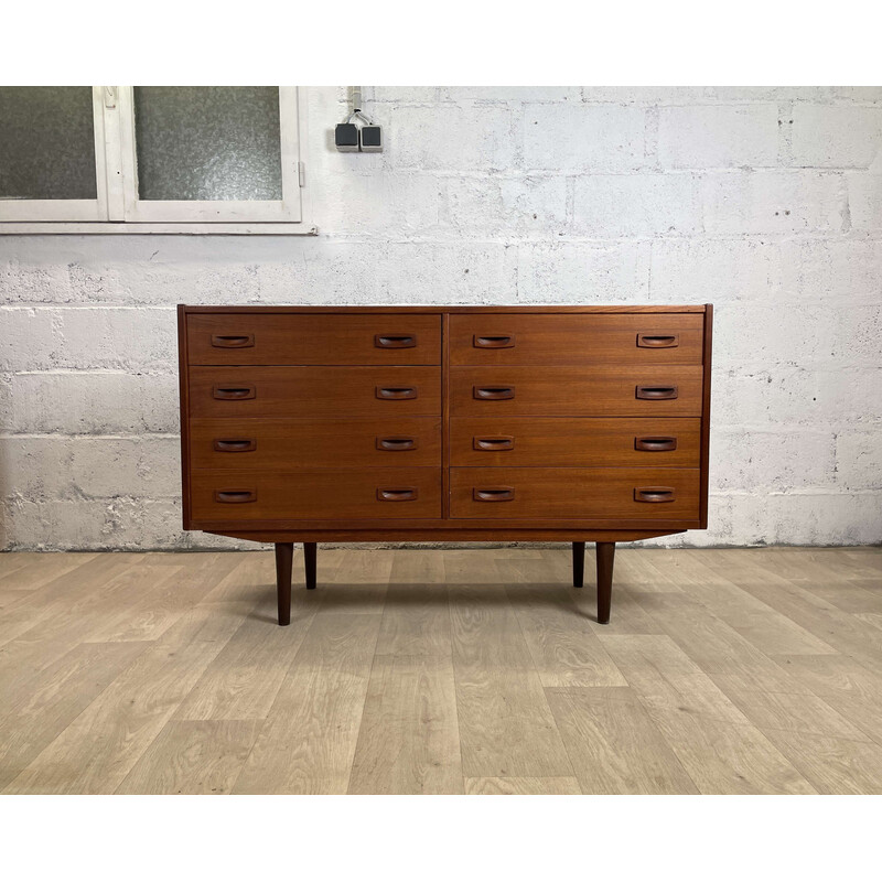 Scandinavian vintage teak chest of 8 drawers by Dyrlund, 1960s