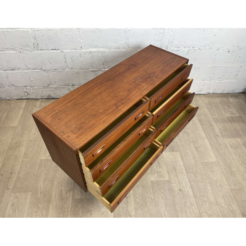 Scandinavian vintage teak chest of 8 drawers by Dyrlund, 1960s