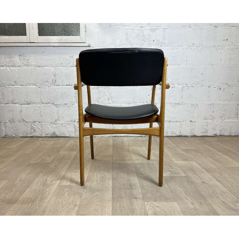 Scandinavian vintage armchair in beech and leather by Erik Buch for O.d. Møbler, 1960s