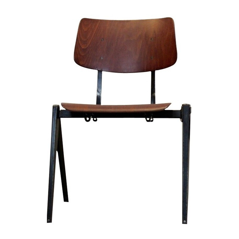 Industrial Galvanitas "S16" chair in plywood - 1960s