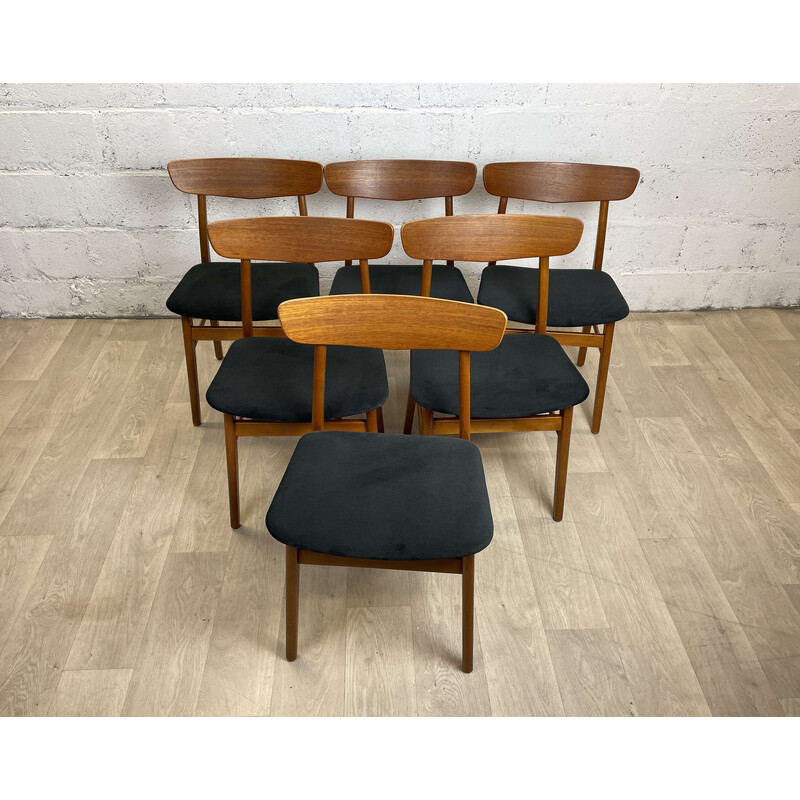 Set of 6 Scandinavian vintage teak dining chairs, 1960s