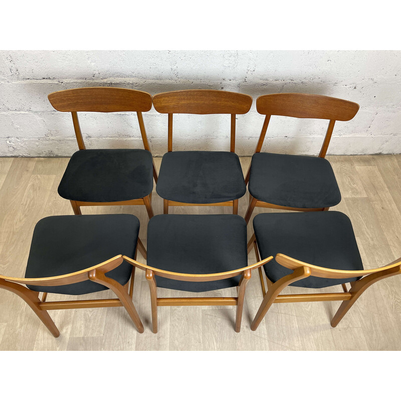 Set di 6 sedie scandinave vintage in teak, 1960