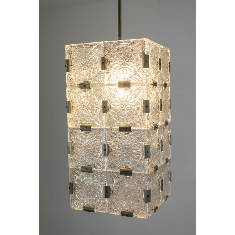 Vintage glazen hanglamp van Kamenicky Senov, 1970