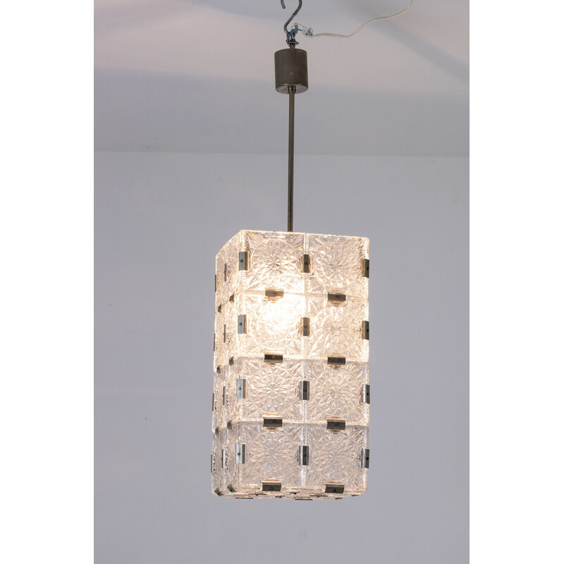 Vintage glazen hanglamp van Kamenicky Senov, 1970