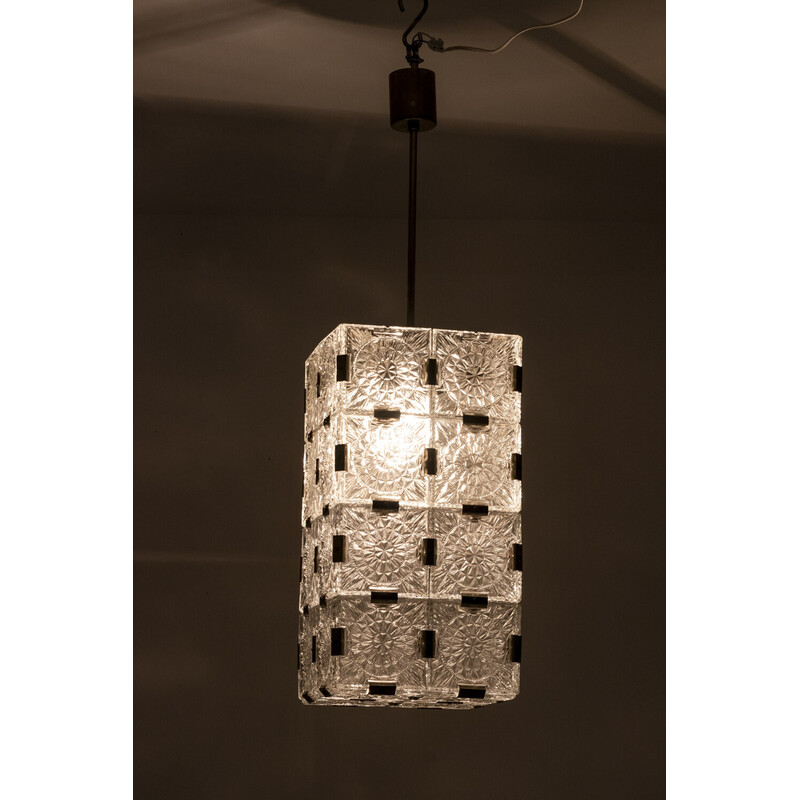 Vintage glazen hanglamp van Kamenicky Senov, 1970