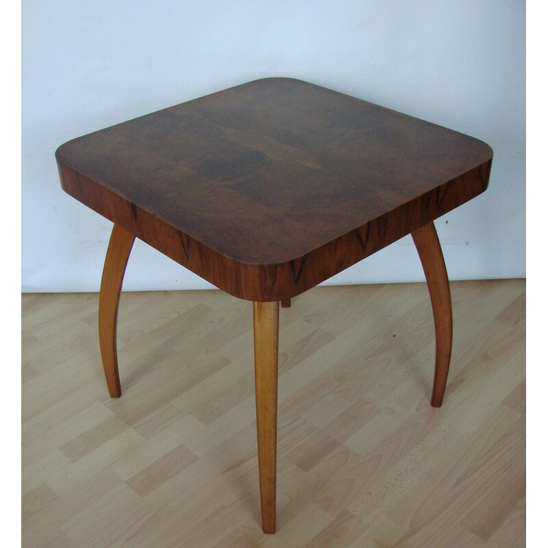 Mesa auxiliar vintage de madera Halabala, Checoslovaquia 1950