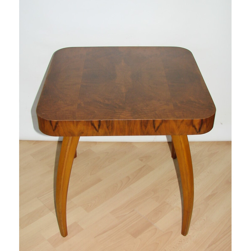 Vintage Halabala wood side table, Czechoslovakia 1950s