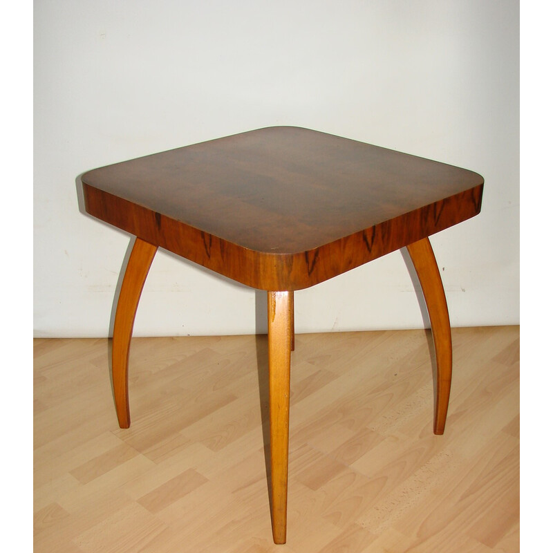 Vintage Halabala wood side table, Czechoslovakia 1950s