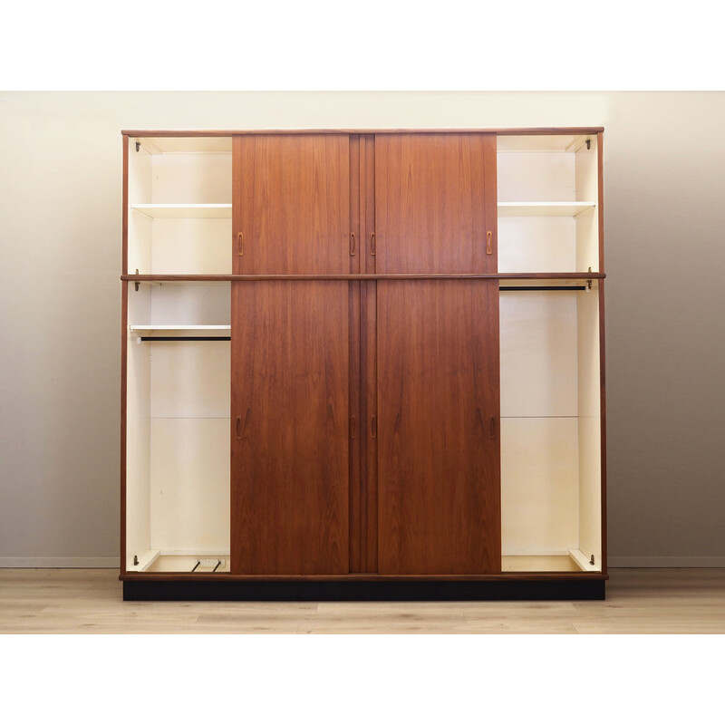 Teak vintage cabinet with sliding doors, Denmark 1960s