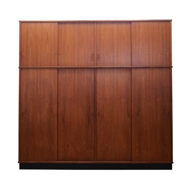 Teak vintage cabinet with sliding doors, Denmark 1960s