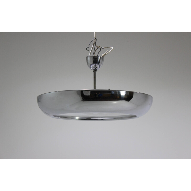 Vintage chrome and glass pendant lamp by Josef Hurka for Napako, 1930