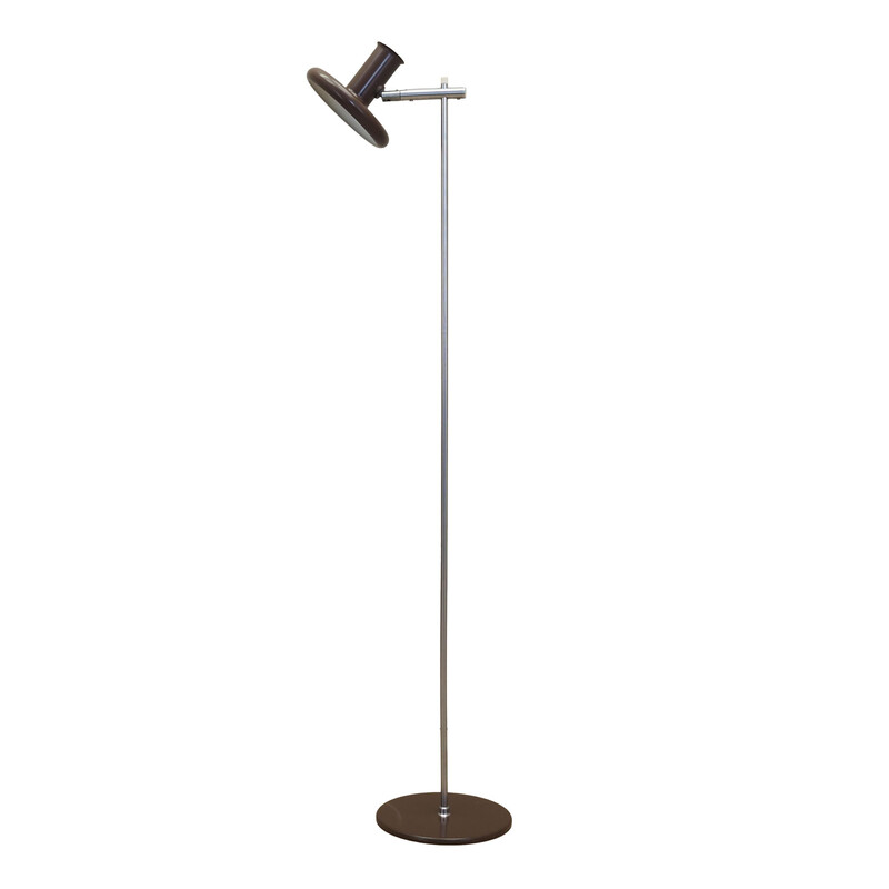 Lampada da terra vintage in argento e bronzo di Hans Due per Fog e Morup, 1960