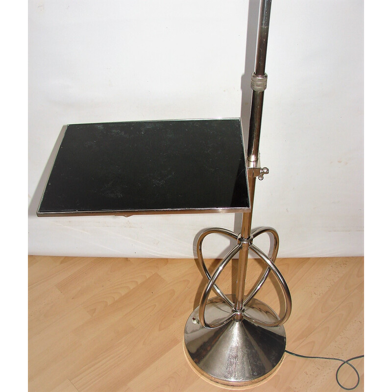 Art deco vintage copper and glass floor lamp, 1930s