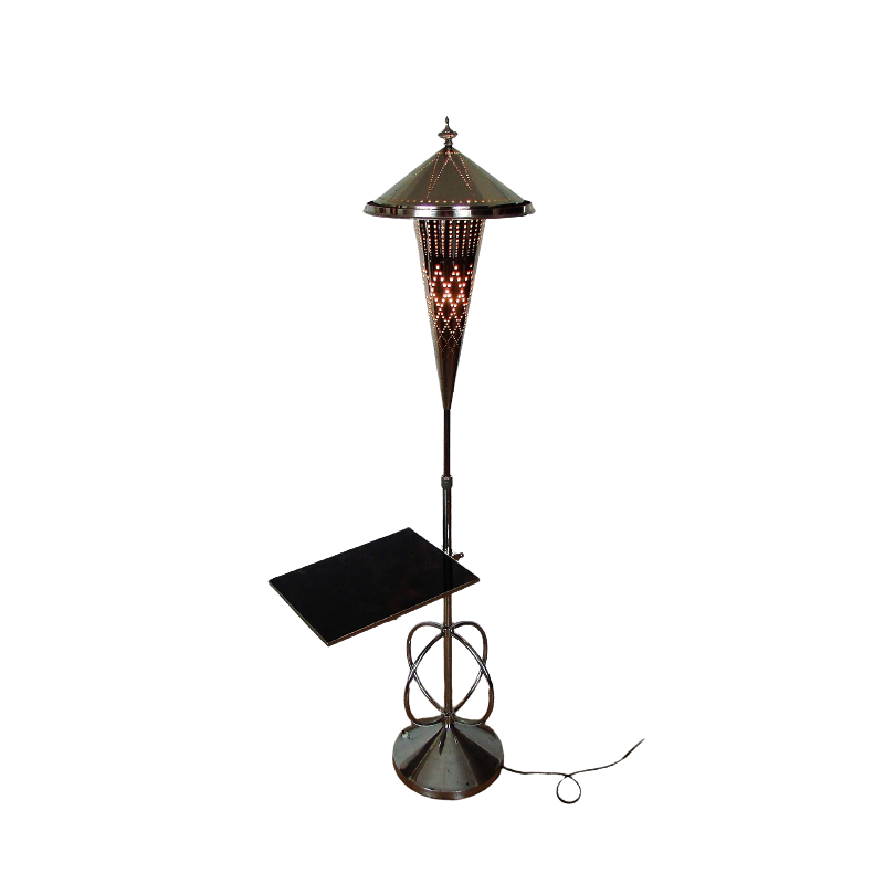 Art deco vintage copper and glass floor lamp, 1930s