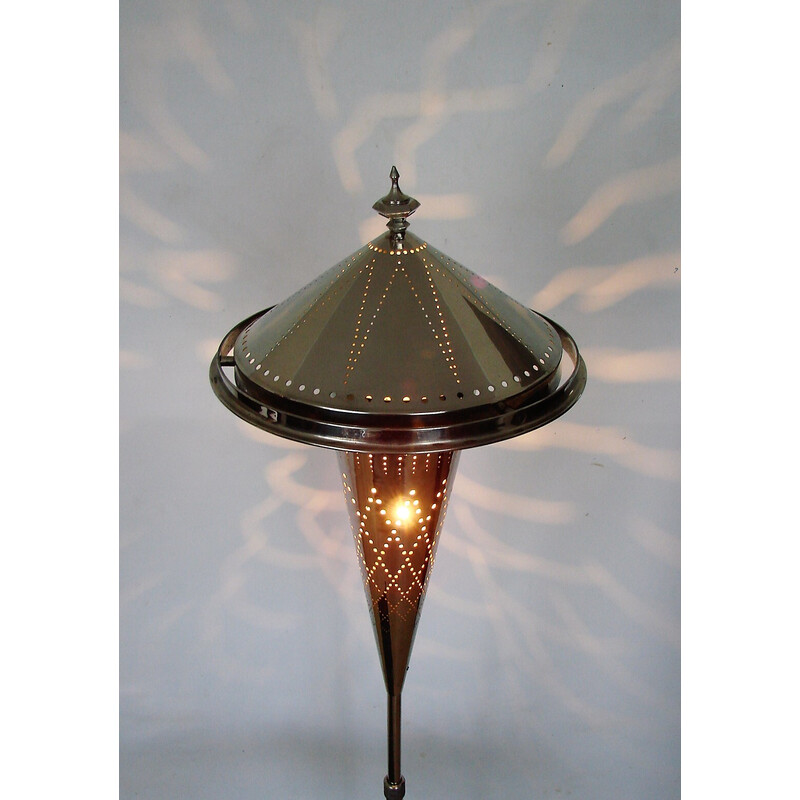 Vintage Art Deco vloerlamp van messing en glas, 1930
