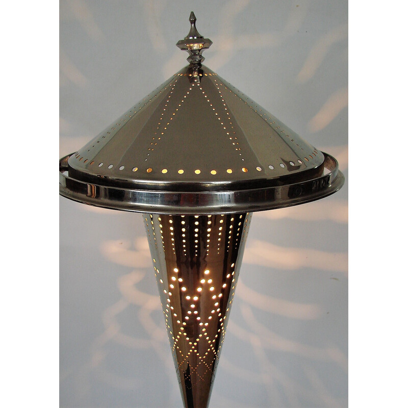 Lámpara de pie Art Decó de latón y cristal, 1930