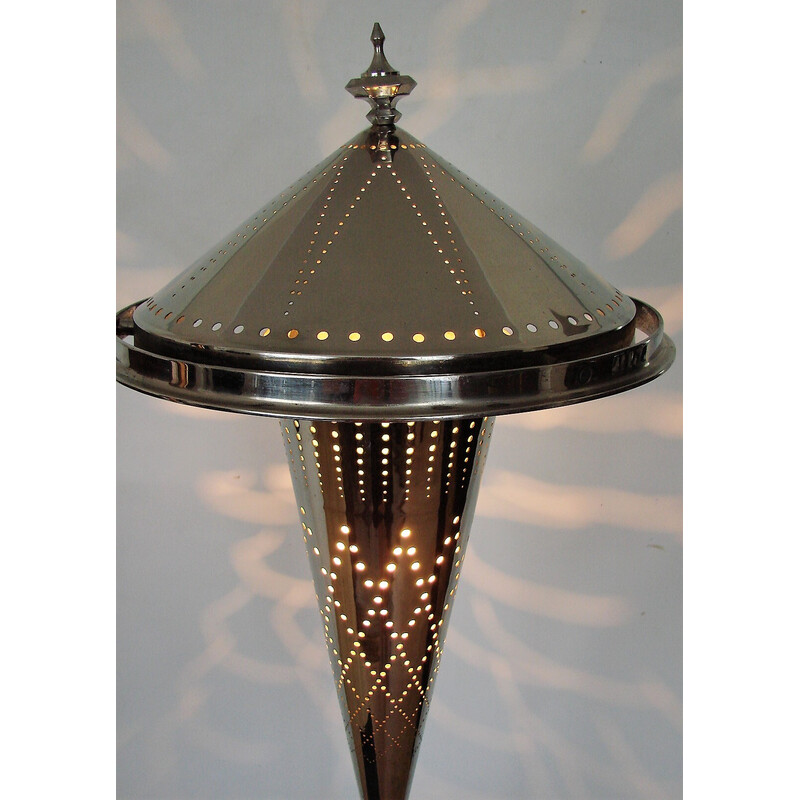 Art deco vintage copper and glass floor lamp, 1930s