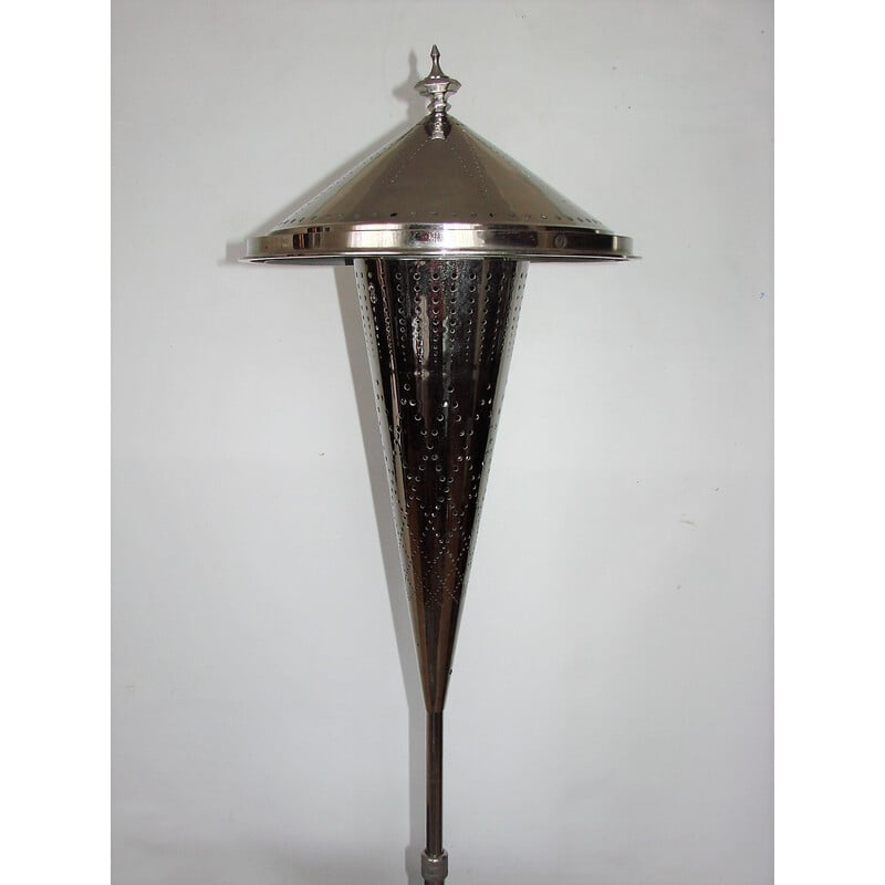 Art deco vintage copper and glass floor lamp, 1930s