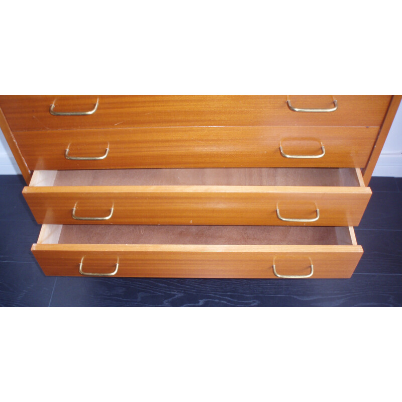 Mid century modern chest if drawers in mahogany veneer, Claude VASSAL - 1950s