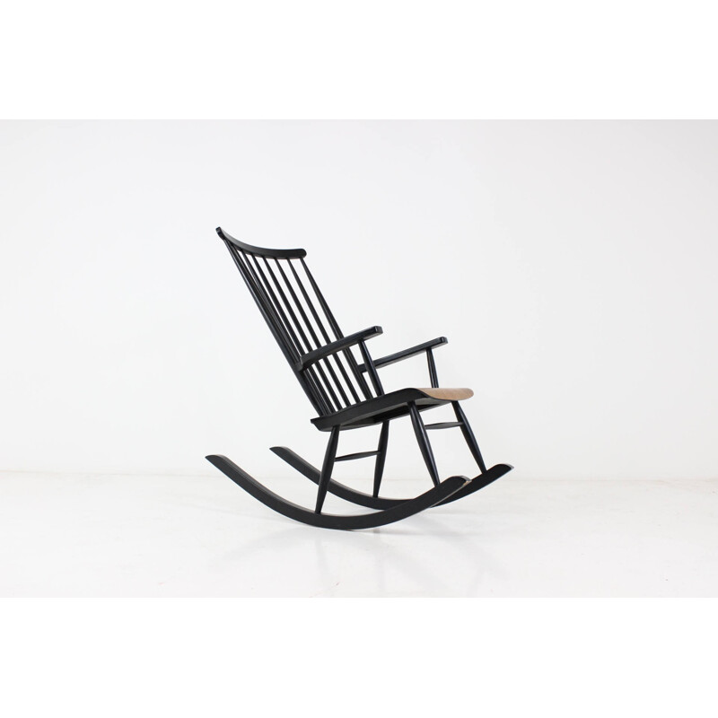 Finnish teak rocking chair in black - 1960s