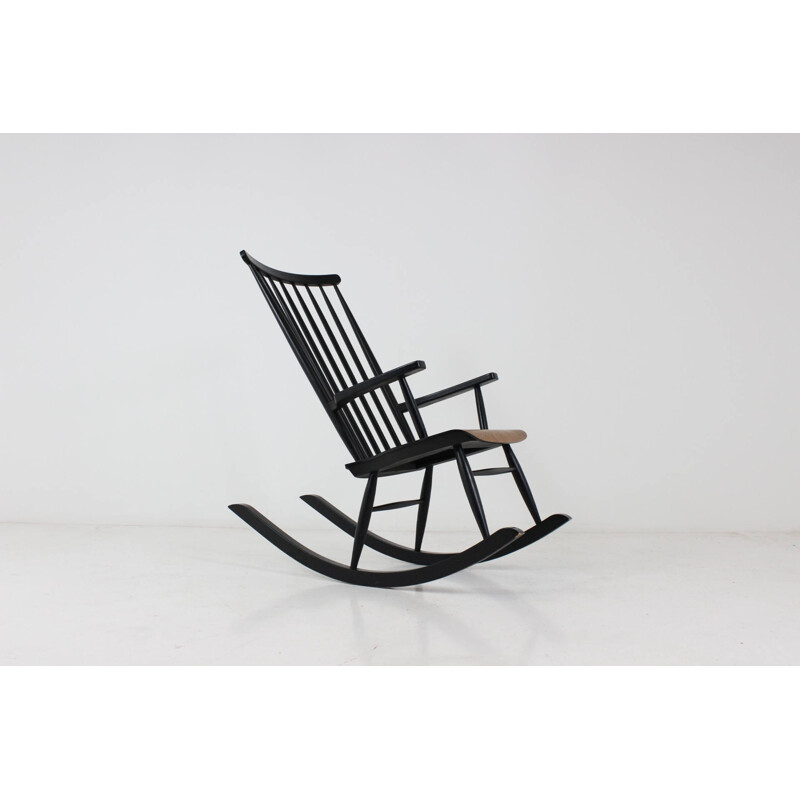 Finnish teak rocking chair in black - 1960s