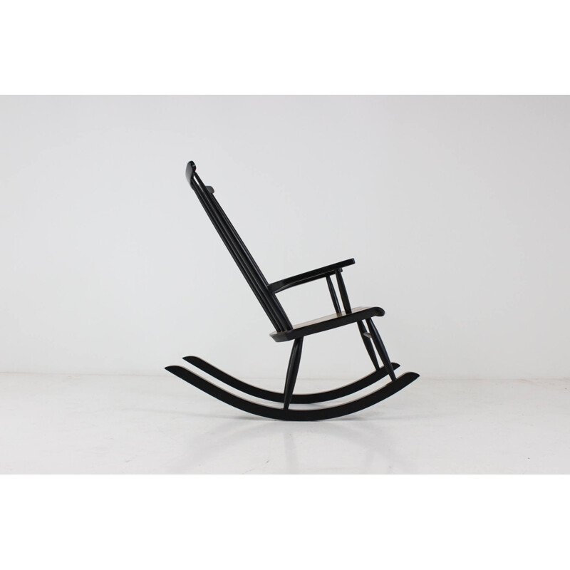 Finnish teak rocking chair in black - 1960s