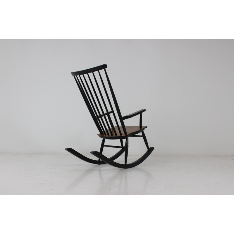 Finnish teak rocking chair in black - 1960s