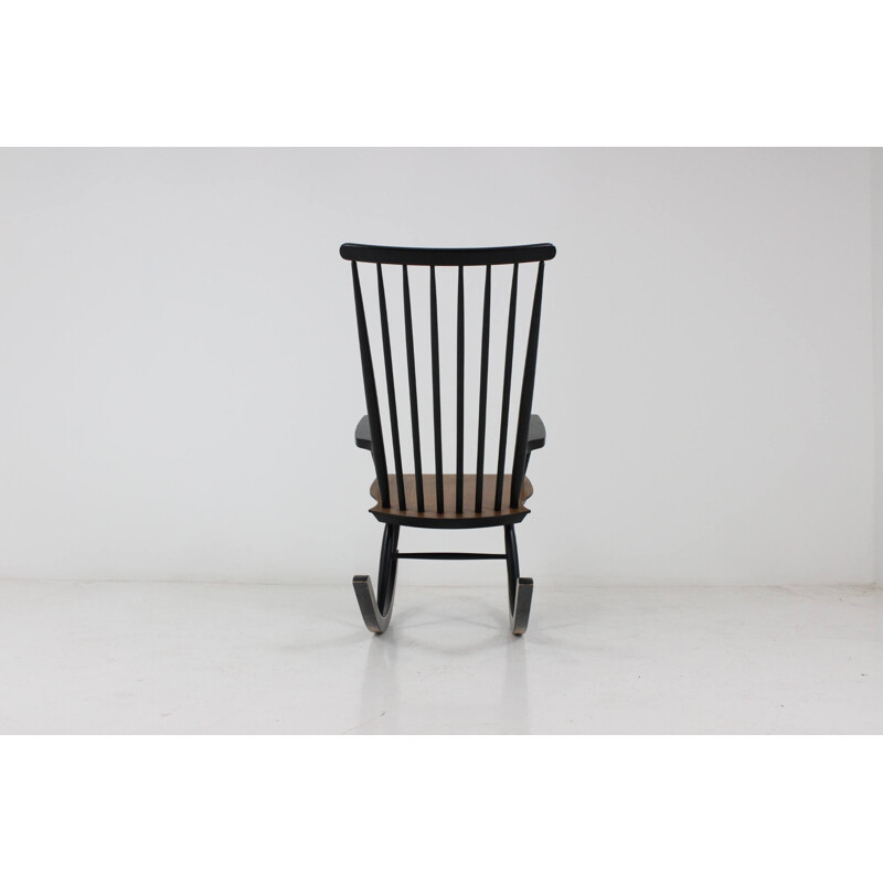 Finnish teak rocking chair in black - 1960s