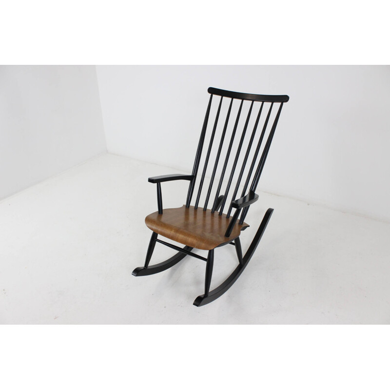 Finnish teak rocking chair in black - 1960s