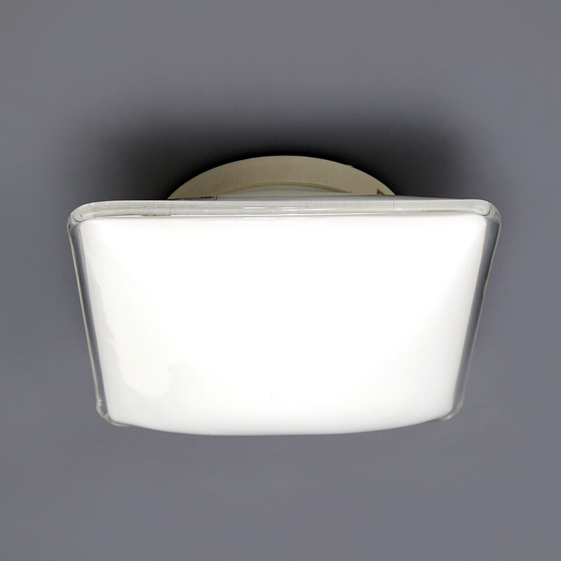 Applique carrée vintage en verre blanc par Roberto Toso et Renato Pamio pour Leucos, 1980