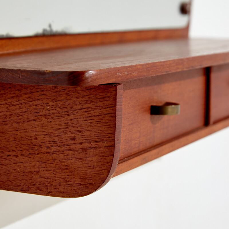 Specchio vintage in teak con due cassetti, 1960