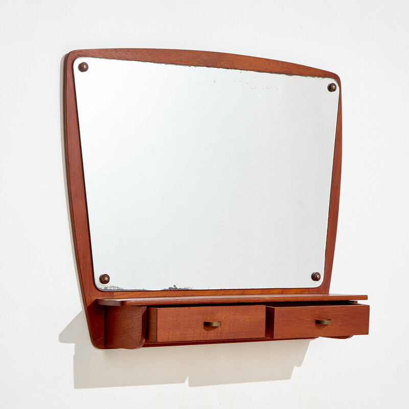 Vintage teak mirror with two drawers, 1960s