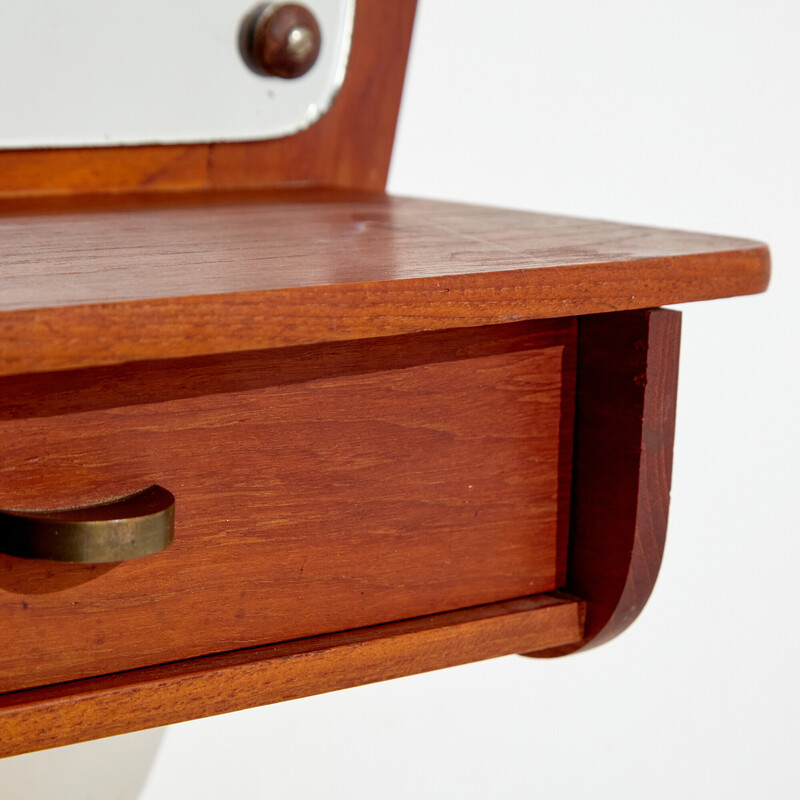 Specchio vintage in teak con due cassetti, 1960