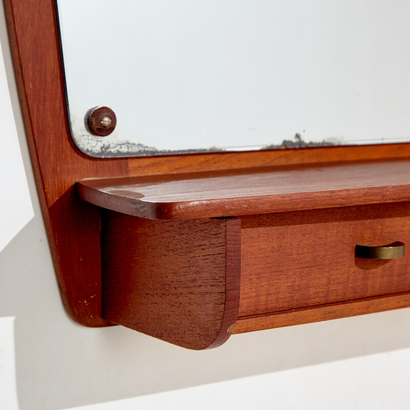 Vintage teak mirror with two drawers, 1960s