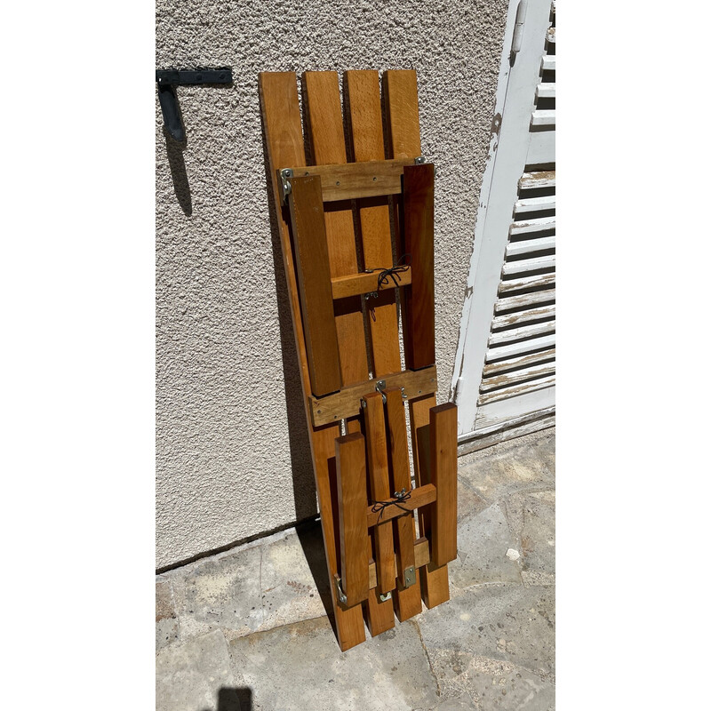 Vintage folding bench in varnished wood