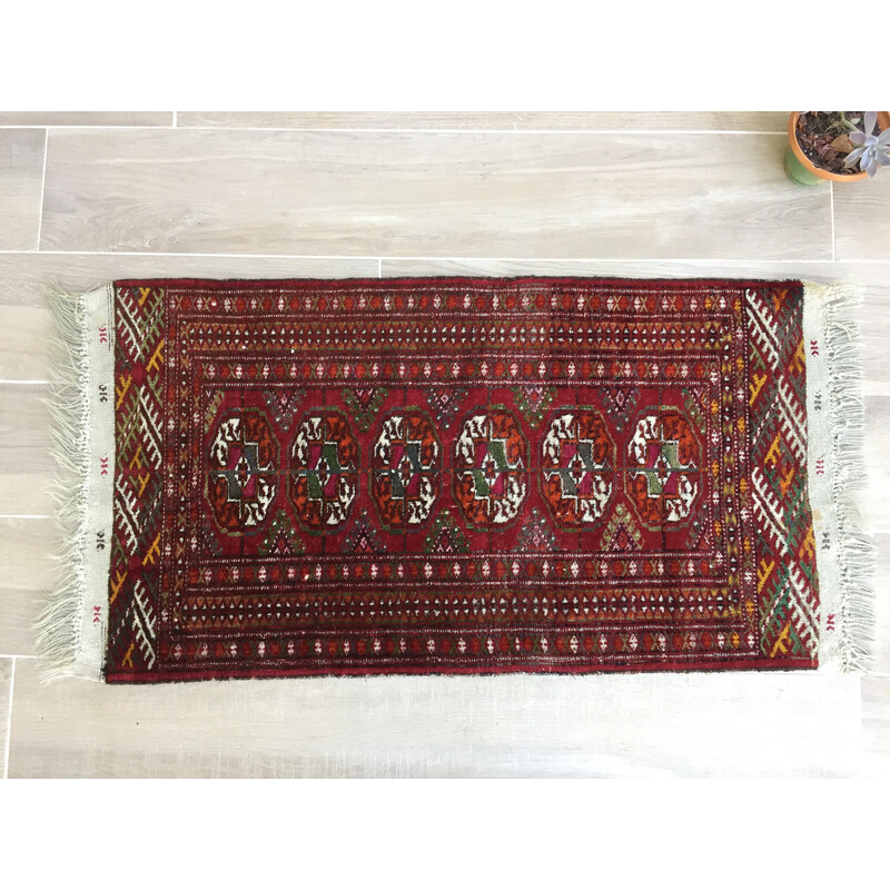 Vintage colored afghan rug in pure wool