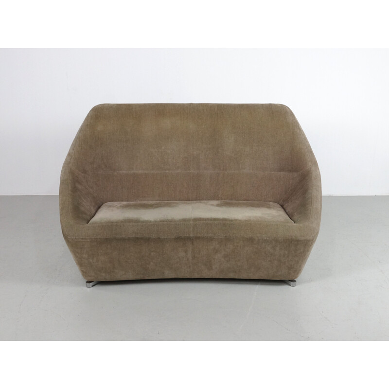 Cinna "pluriel" beige velvet two-seater sofa, François BAUCHET - 2000s