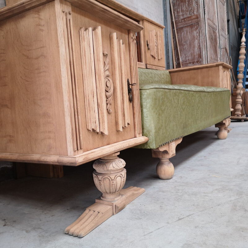 Vintage oak Cosy sofa by Charles Dudouyt, 1940s