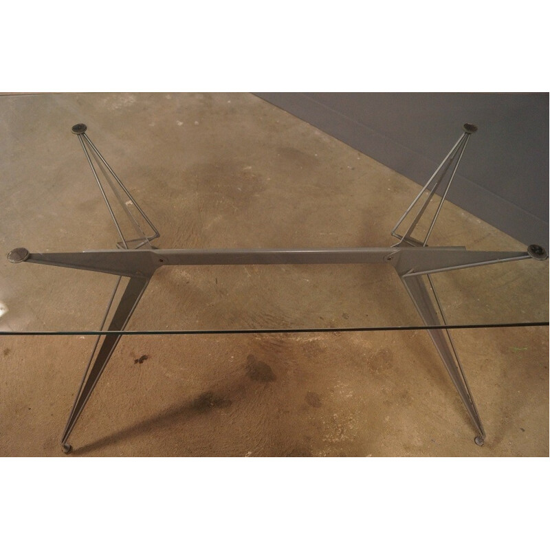 Glass and lacquered metal dinning table - 2000s