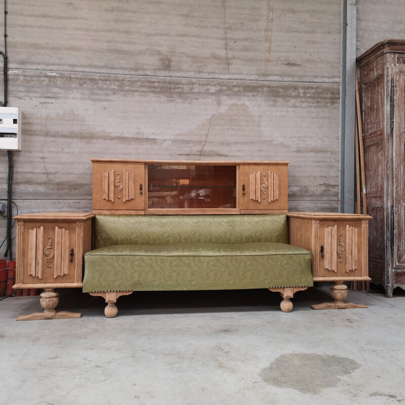 Vintage oak Cosy sofa by Charles Dudouyt, 1940s