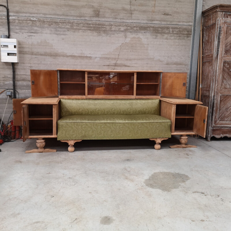 Vintage oak Cosy sofa by Charles Dudouyt, 1940s