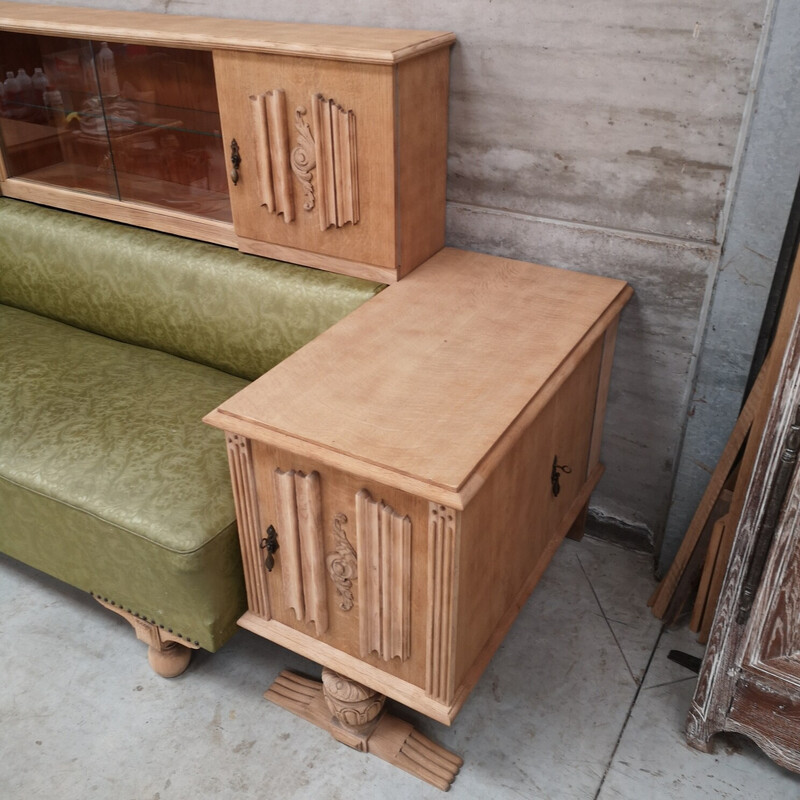 Vintage oak Cosy sofa by Charles Dudouyt, 1940s