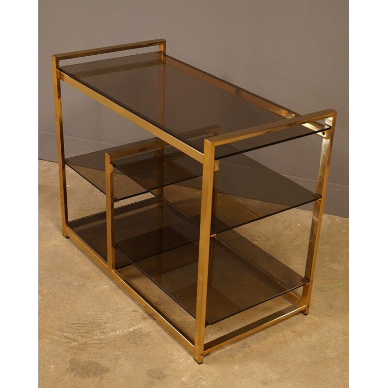 Small glass and brass bookcase - 1970s