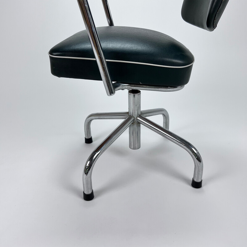 Cadeira de escritório em pele Vintage de Paul Schuitema para Fana Metaal Rotterdam, 1950