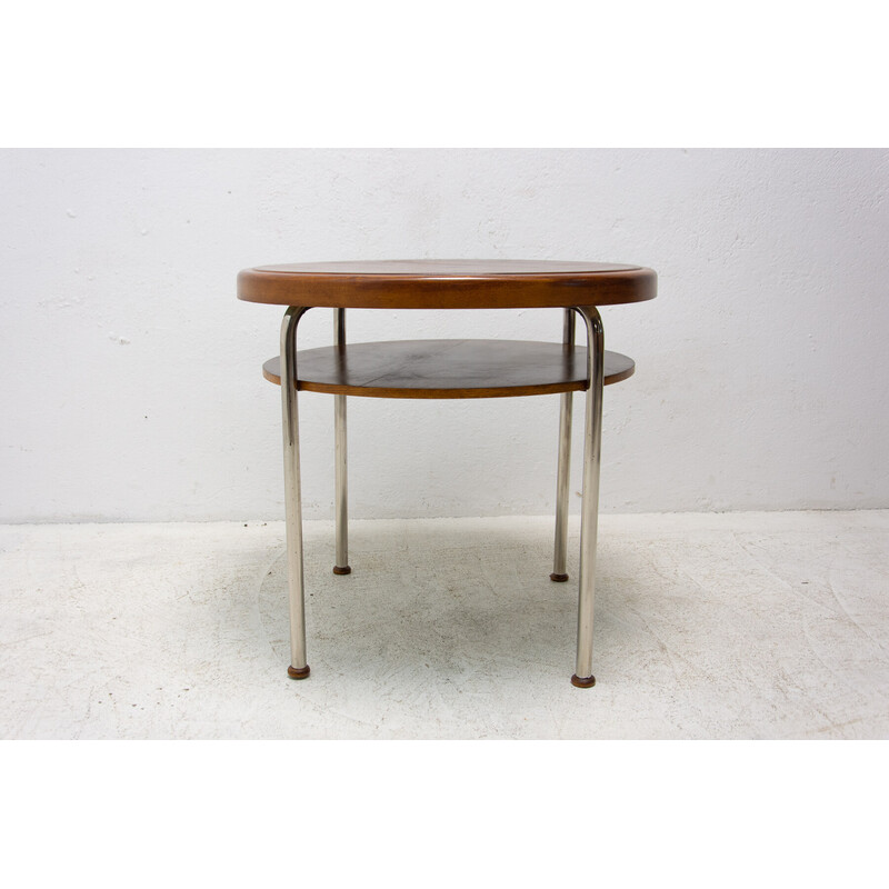 Vintage Bauhaus coffee table in walnut wood by Robert Slezák, Czechoslovakia 1930s