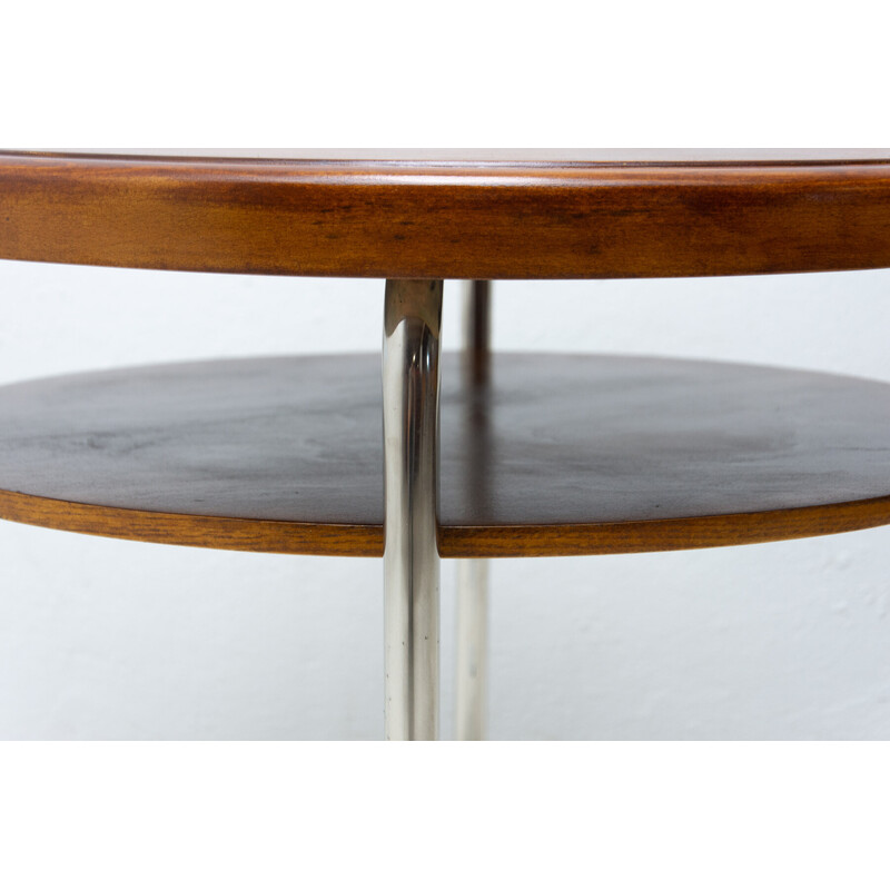 Mesa de café Vintage Bauhaus em madeira de nogueira por Robert Slezák, Checoslováquia 1930