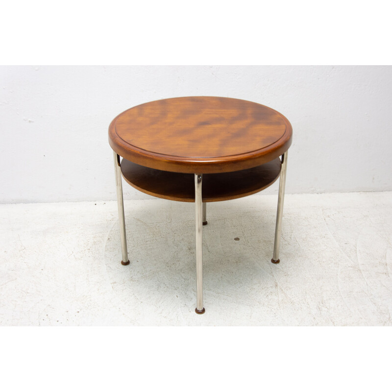 Vintage Bauhaus coffee table in walnut wood by Robert Slezák, Czechoslovakia 1930s