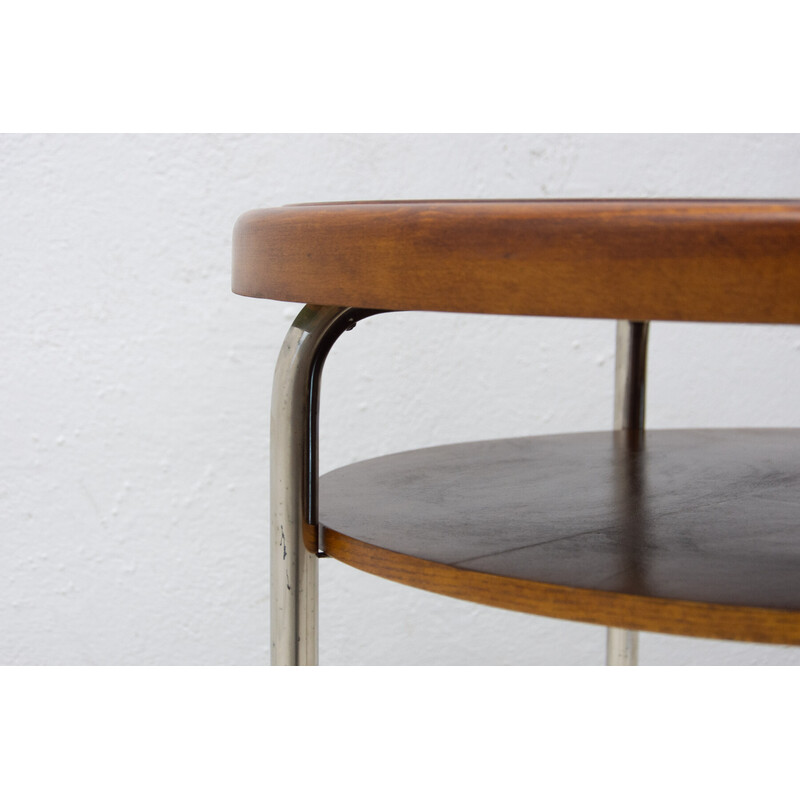 Mesa de café Vintage Bauhaus em madeira de nogueira por Robert Slezák, Checoslováquia 1930