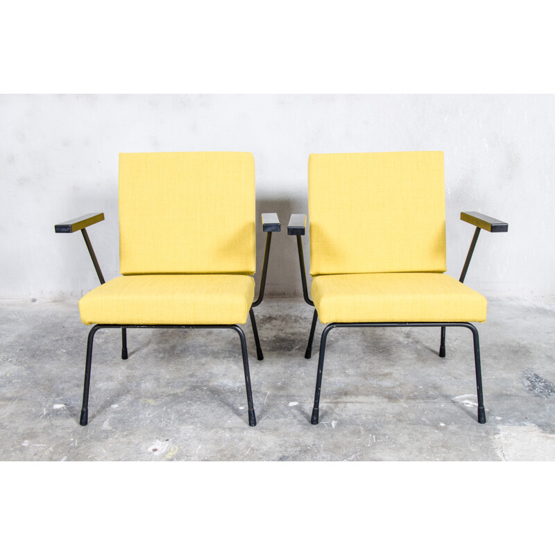 Paire de fauteuils "1401" jaunes Gispen, Wim RIETVELD - 1950